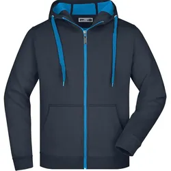 Kapuzen-Sweatjacke Doubleface "JN355" - S - navy/aqua