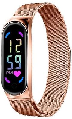 Silver Stone Store Waterproof Digital Watch For Women With LED Touch Screen And Magnetic Strap rose Gold