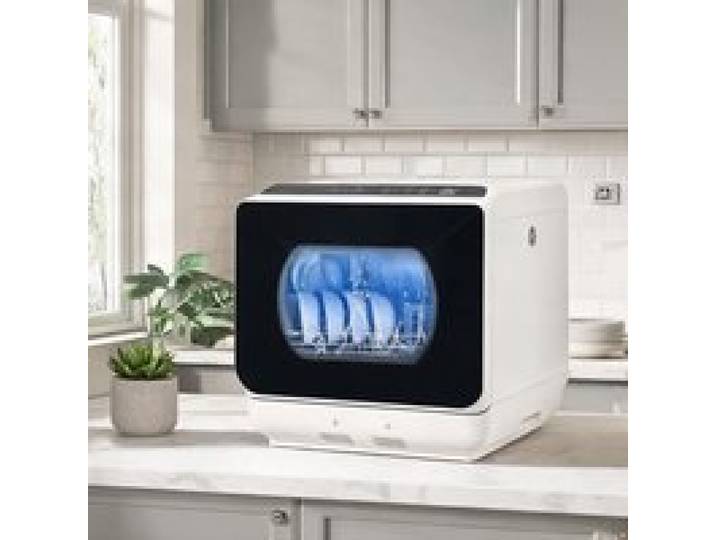 Mini lave-vaisselle compact cuisinette polypropylène blanc 4 couverts 5 programmes réservoir 6L