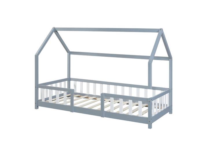 [en.casa] Hausbett Sisimiut, Hellgrau, Weiß, Holz, Kiefer, 90x200 cm, Baby- und Kindermöbel, Kinderzimmer & Jugendzimmer, Kinderbetten, Hausbetten