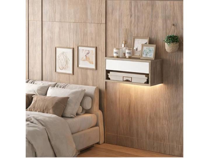 Chevet en Truciolato Color Legno Bianco 37 x 32 x 21 cm - Color Legno Bianco Truciolato 37 x 32 x 21 cm