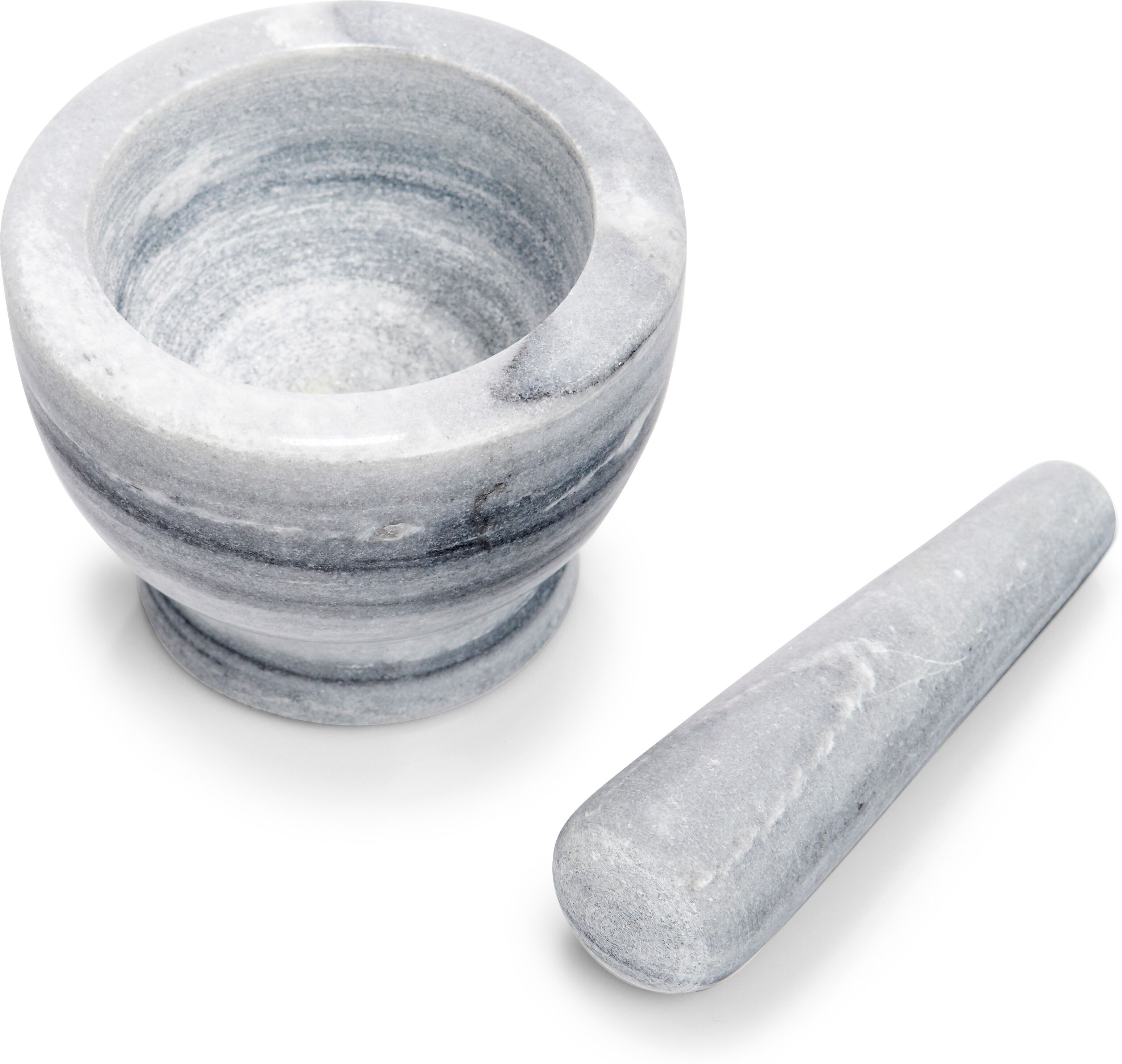Mörser ZELLER PRESENT, grau (grau, weiß), H:9cm Ø:12cm, Marmor, Mörser, Mörser, mit Stößel