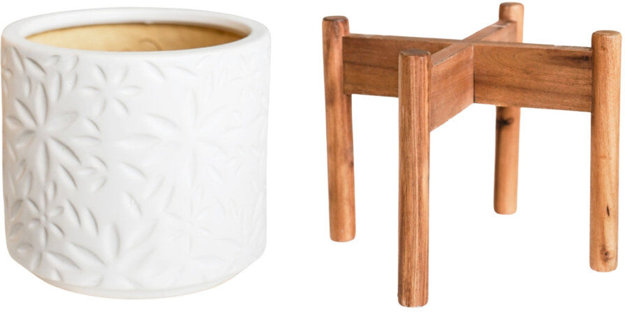 Ivyline 1 Tier Plant Stand Set of 2 White 34cm H x 22cm W x22cm D