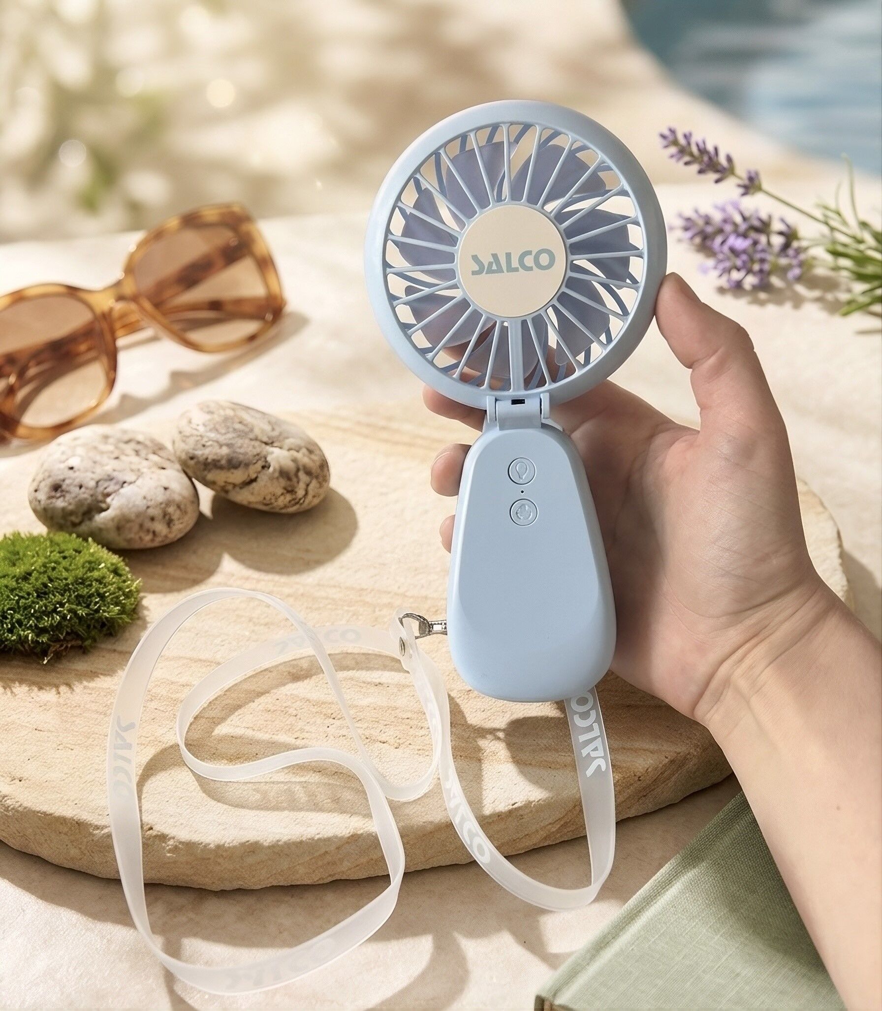 Mini USB-Ventilator SALCO "SMF-20bl", blau, B:9cm H:16,5cm T:3cm, Ventilatoren, Mini USB-Ventilator blau Einheitsgröße