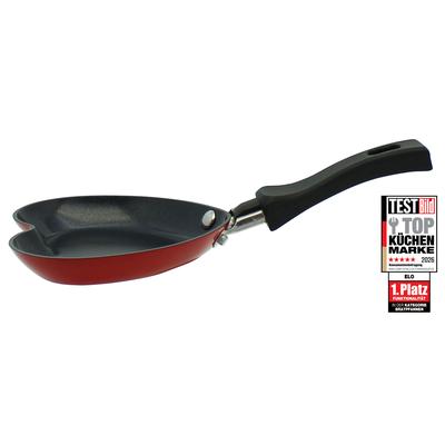 Crêpepfanne ELO BASIC "Mini Herzpfanne", rot, B:14,5cm H:2cm L:24cm Ø:14cm, Pfannen, Schwarzer Kunststoffgriff mit Flammschutz
