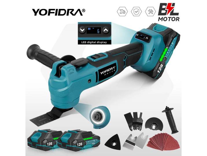 YOFIDRA 1000W outil électrique oscillant sans brosse AI vitesse Contral outil électrique sans fil pour le travail du bois pour broche de batterie Makita