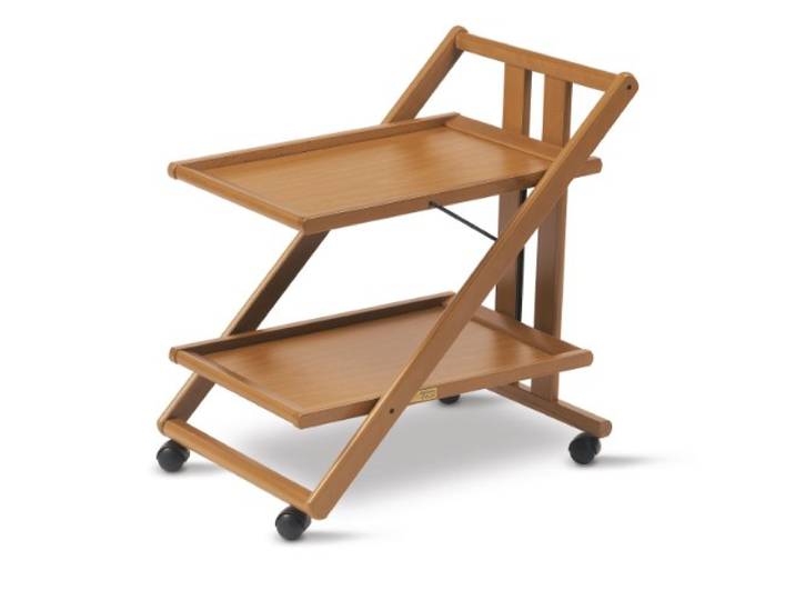 ARREDAMENTIITALIA Arredamenti Italia Servierwagen GIMMY, Holz - Zusammenklappbar - 2 Ablageflächen - Elegant - Farbe: Kirsche Holz AR-It il Cuore del Legno