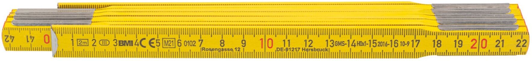 BMI Holz-Gliedermaßstab gelb, Länge: 2m (466005 2)
