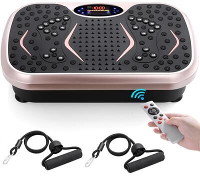 Combo Retail Shop Vibration Plate Exercise Machine With Resistance Bands For Home Workouts dark Grey
