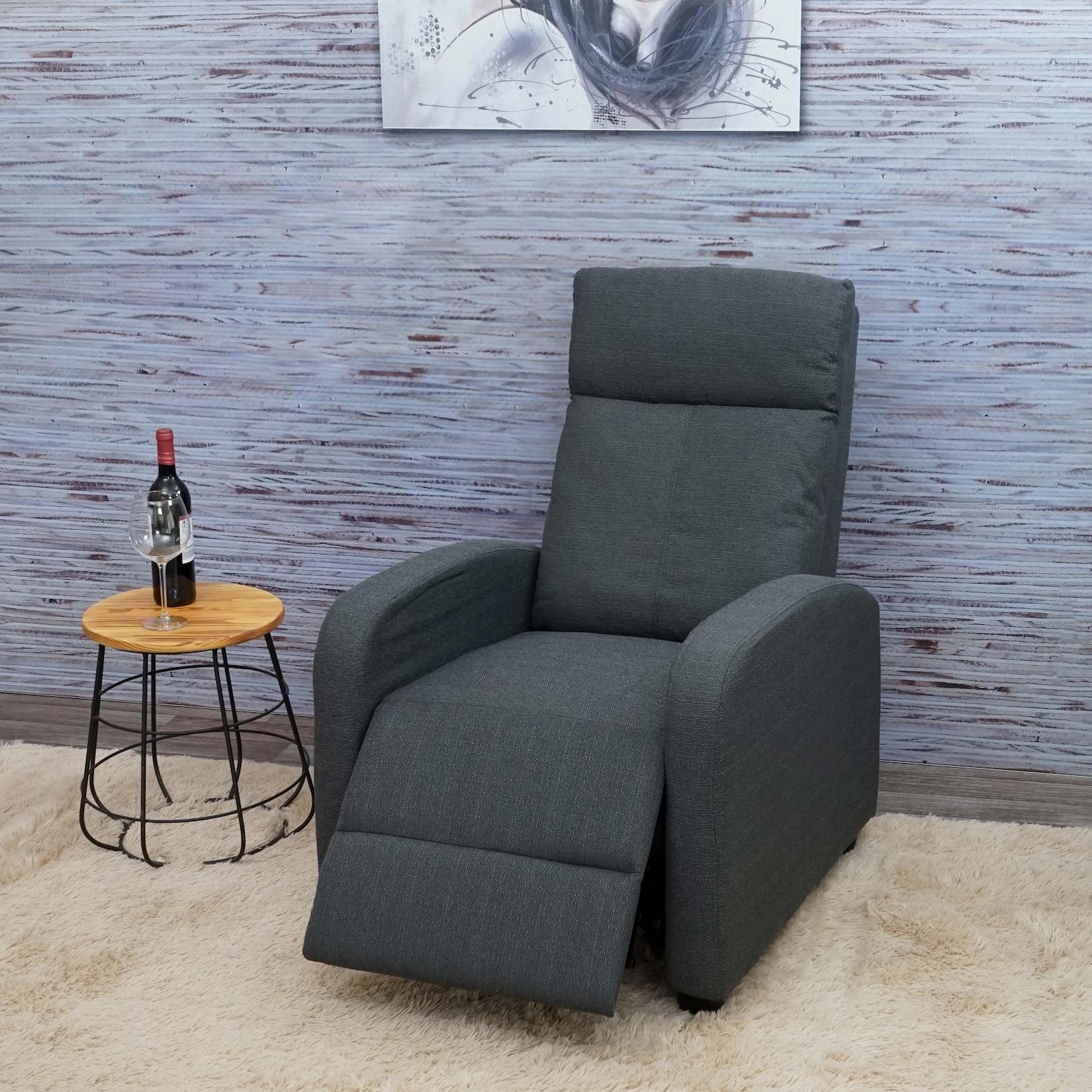 Fernsehsessel MCW-F76, Relaxsessel Sessel Liegesessel, Liegefunktion verstellbar Stoff/Textil ~ hellgrau