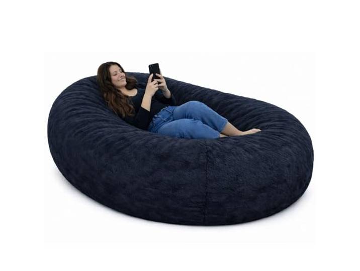 bananair Sitzsack XXL mit Füllung für Kinder und Erwachsene, 160 x 90 x 60 cm - Weich und Bequem - Maschinenwaschbarer Bezug - Sitzsack Sofa (Blau)