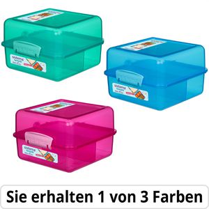 Sistema Lunchbox Lunch Cube, Kunststoff, Brotdose mit 3 Fächern, farbig sortiert, 1,4 l