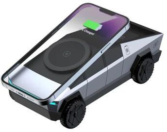 Uplifted Finds Cybertruck Desktop Qi2 Charger   3 in 1 Wireless Charging Station For IPhone, Apple Watch & AirPods silver