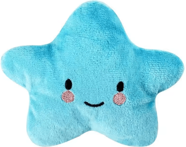 Inspire Picks StarSqueak Plush Pet Toy Soft Pentagram Squeaky Toy For Dogs & Cats blue