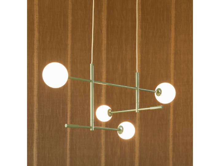 Pendelleuchte Copenhagen 13 x 215 x 97cm Grün/Grün Iron, Milk glass G9