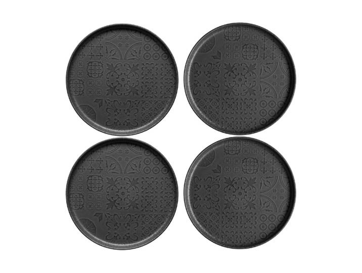 Frühstücks-Geschirrset MÄSER Tiles UNO 22 cm, 4 Stück , schwarz, 4 tlg., Keramik, Steinzeug, Geschirr-Sets, Frühstücks-Geschirrset