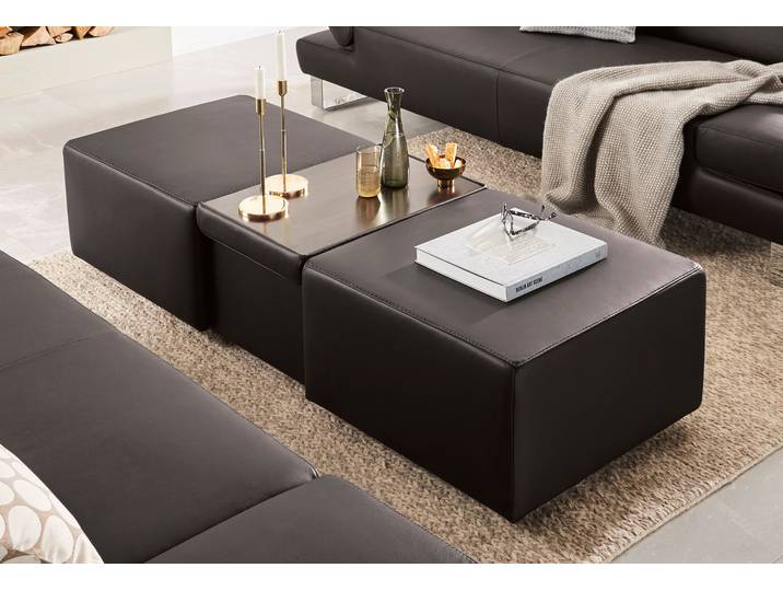 Hocker, Braun, 130x64 cm, Longlife Xtra-Leder, Ausziehbar & Ablagefläche, Landhaus, W.SCHILLIG