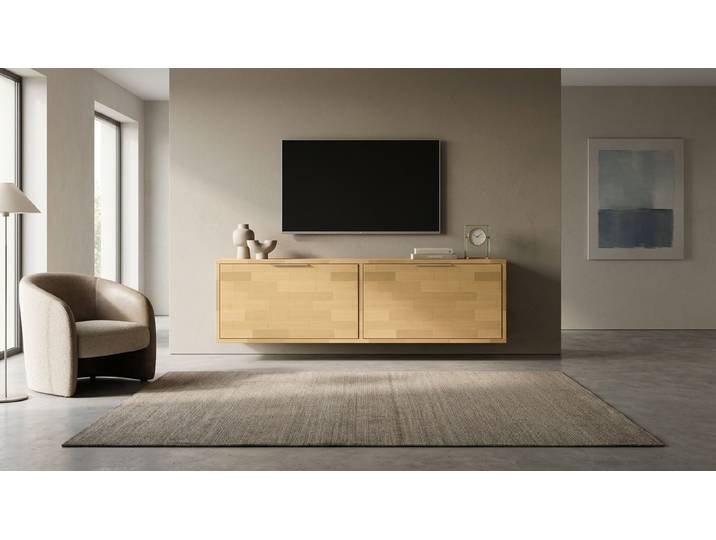 Commode suspendue sur mesure Pickawood Hêtre Naturel huilé