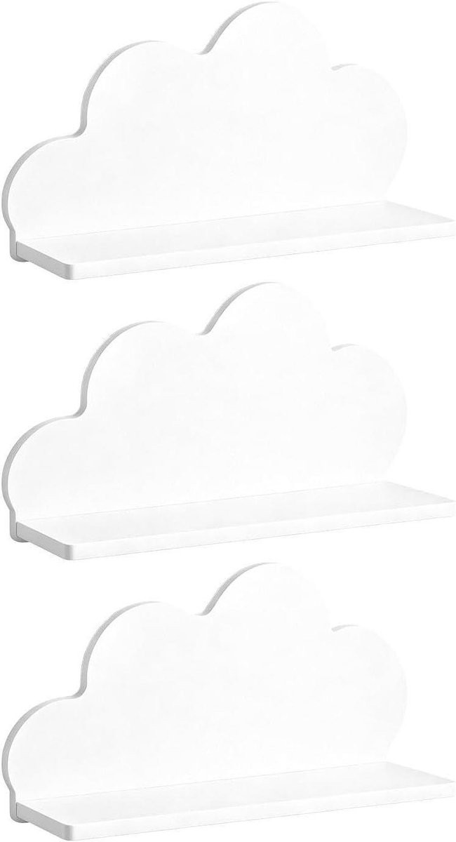 Set van 3 Wolkvormige Zwevende Wandplanken - Wit