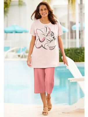 Plus Size Women's Wink Minnie Crewneck Tee by Disney in Minnie Sketch Wink (Size 2X)