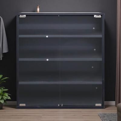 ZWYO HOSIMU Wooden Shoe Cabinet with Glass Door and RGB LED Light