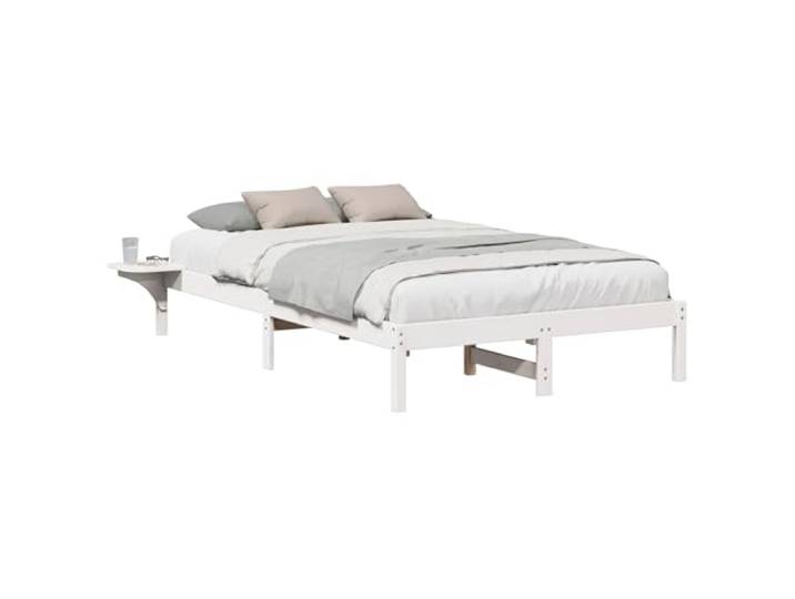 PUGYNBK Bettgestell 135 x 190 cm Kiefer massiv Fester Lattenrost, Rückenlehne beendet, minimalistisches Design, einfache Reinigung