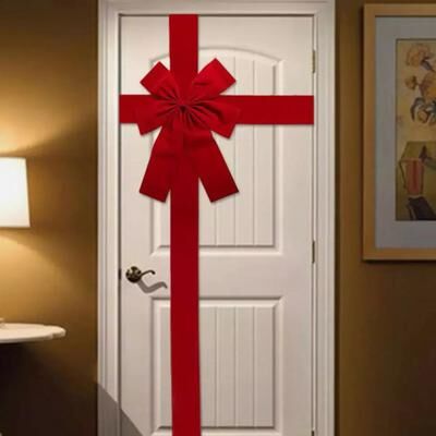 Discount Dollar Deals Christmas Front Door Decoration, Hanging Bow Knot, Big Bow, Imitation Linen Ribbon, For New Year, Xmas Front Door Decor Christmas Front Door Decoration, Hanging Bow Knot, Big Bow, Imitation Linen Ribbon, For New Year, Xmas Front Door