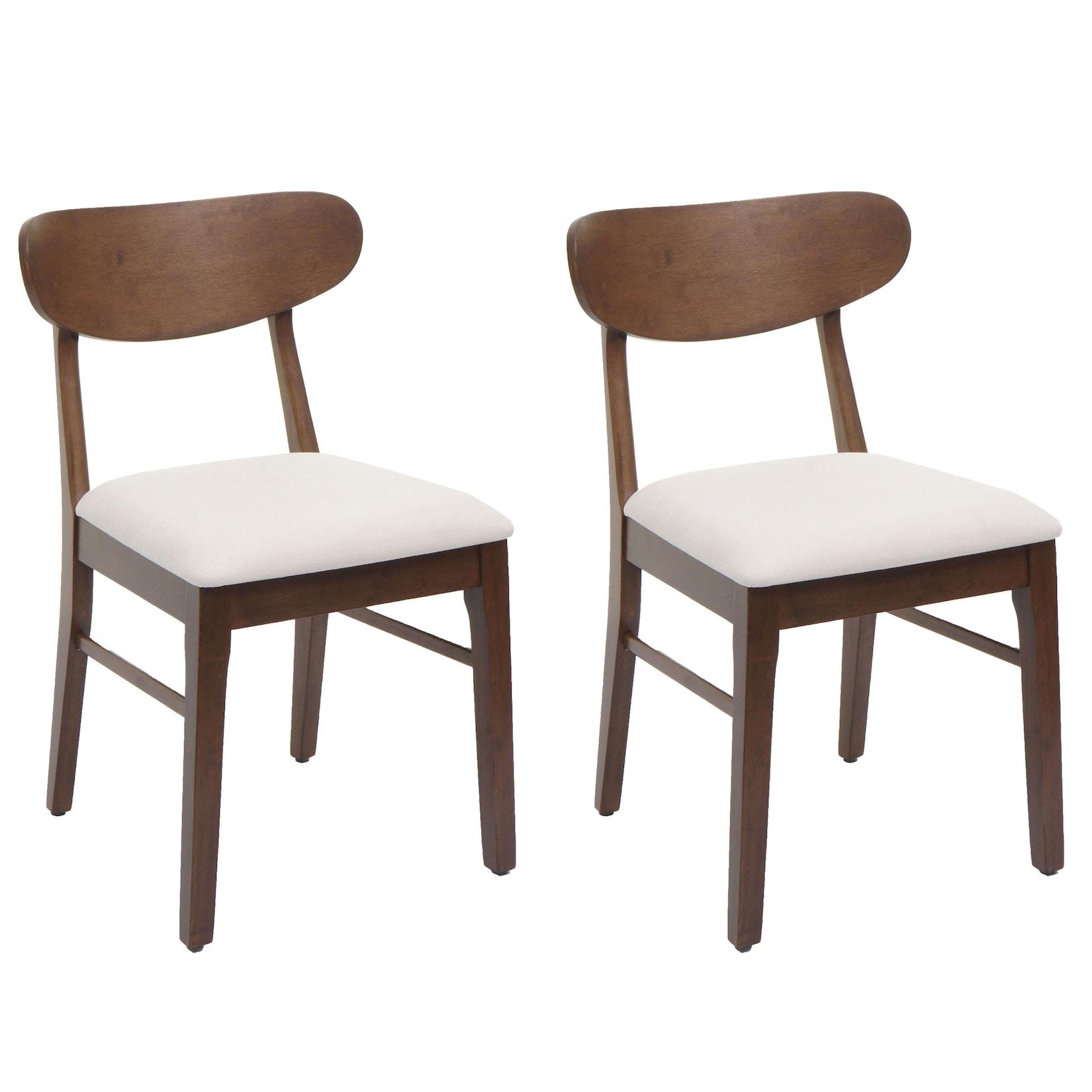 2er-Set Esszimmerstuhl MCW-M59, Küchenstuhl Stuhl, Stoff/Textil Massiv-Holz ~ dunkles Gestell, creme
