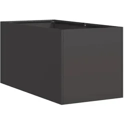 Helloshop26 - Moderner rechteckiger Pflanzkübel für Garten oder Balkon 40 x 80 x 40 cm mit offenem Boden aus schwarzem kaltgewalztem