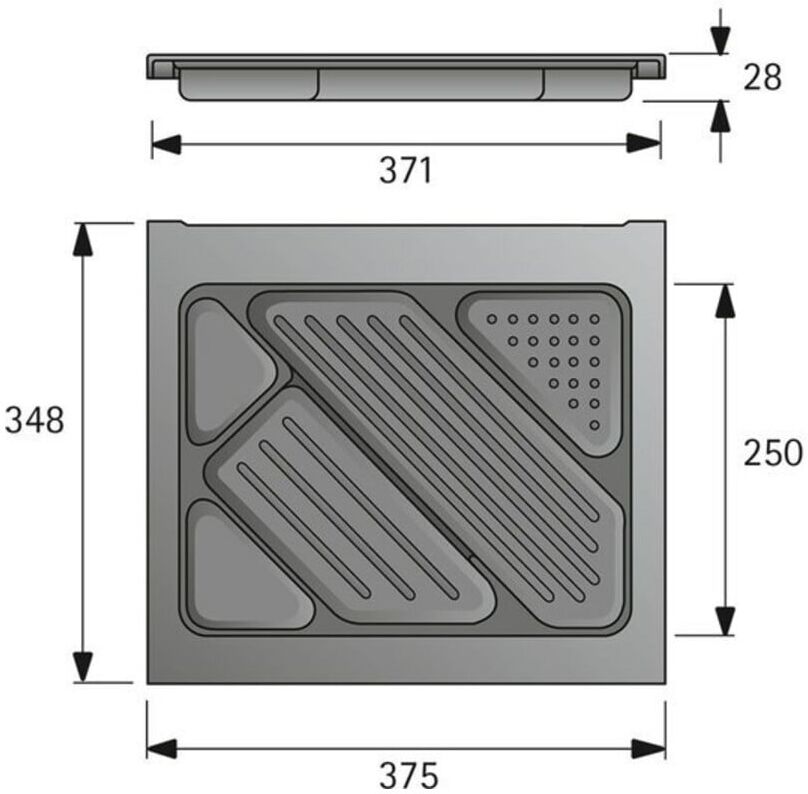 Hettich Schreibmaterialschale Caddy Systema Top 2000 9082379 KF aluoptik)