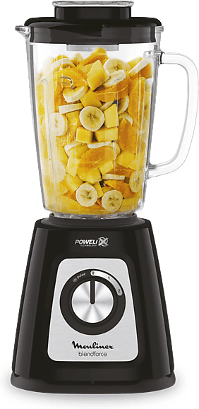 Batidora de vaso - Moulinex Blendforce LM4358, 800 W, 1.75 L, 6 Cuchillas, 2 velocidades, Tecnología Powelix, Vaso Vidrio Termorresistente, Negro
