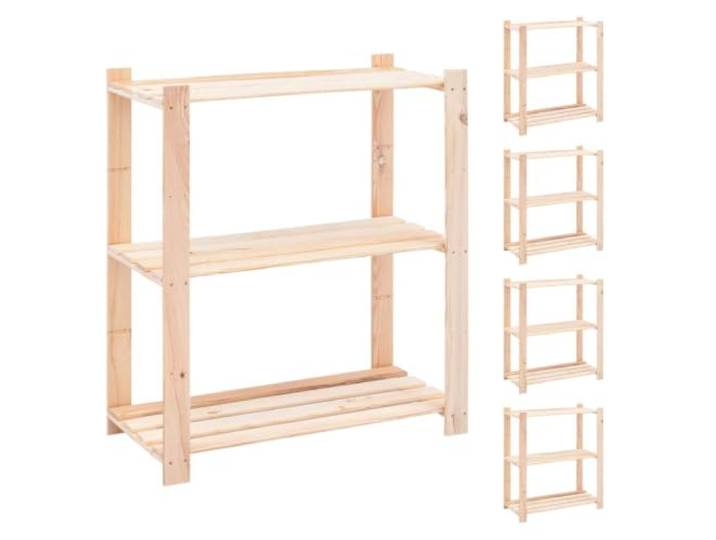 fsahslih Massivholz Lagerregal Set 5 STK 3 Böden 80x38x90 cm Kiefer Robustes Standregal aus Naturholz für Keller, Werkstatt & Büro. Unbehandelte Oberflächen, belastbar bis 150 kg.