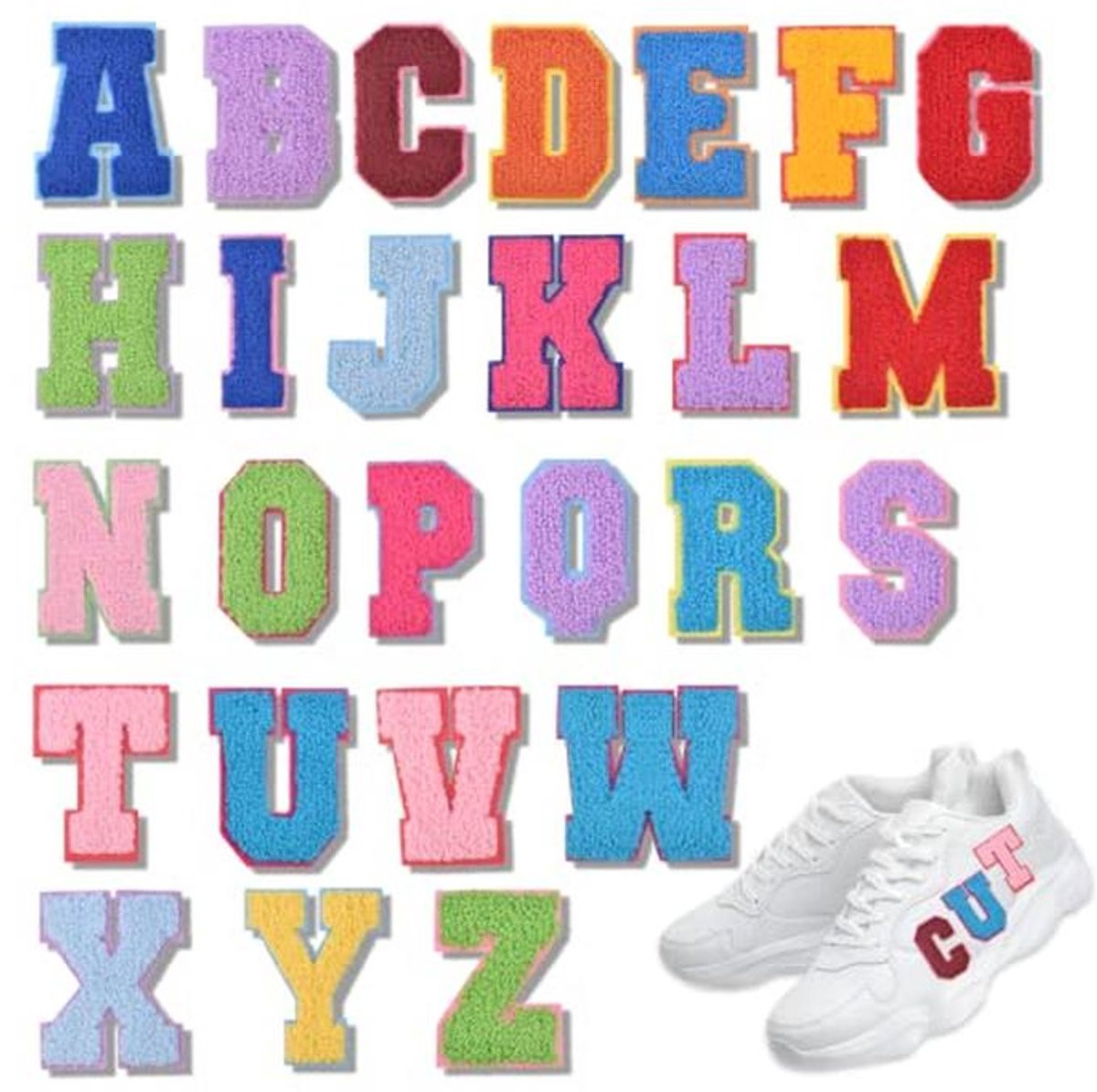 26 stuks opstrijkbare letters A-Z voor kleding en accessoires