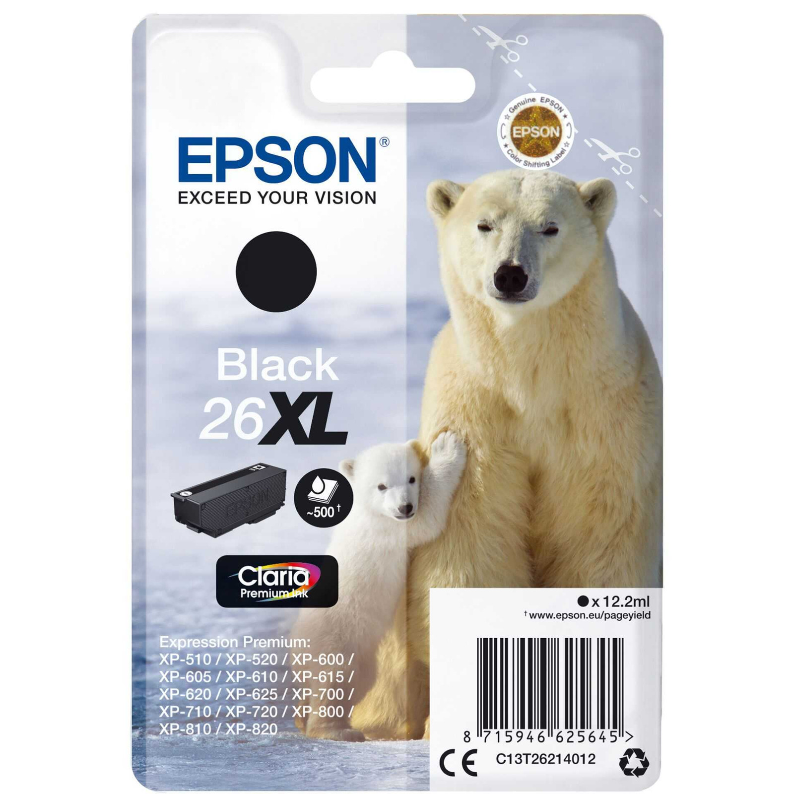 Epson C13T26214012 Claria Premium T 262 XL inktpatroon, zwart