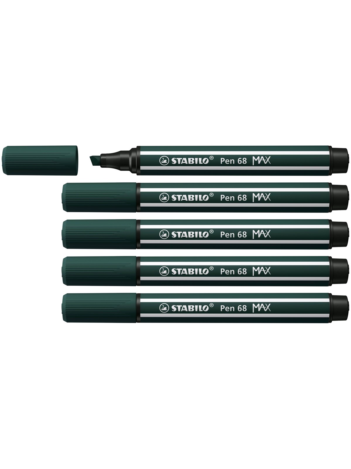 STABILO Pen 68 MAX - Fibre-tip Pen with Thick Chisel Tip - Earth Green