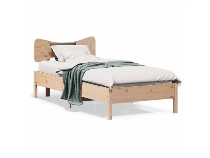 Massives Kiefernholz stabil Stützbeine Schlafzimmer 75x190 cm Braun Massivholzbett ohne Matratze 75x190 cm Kiefernholz Bettgestell mit Kopfteil und Lattenrost Stabil Holzrahmen Schlafzimmer
