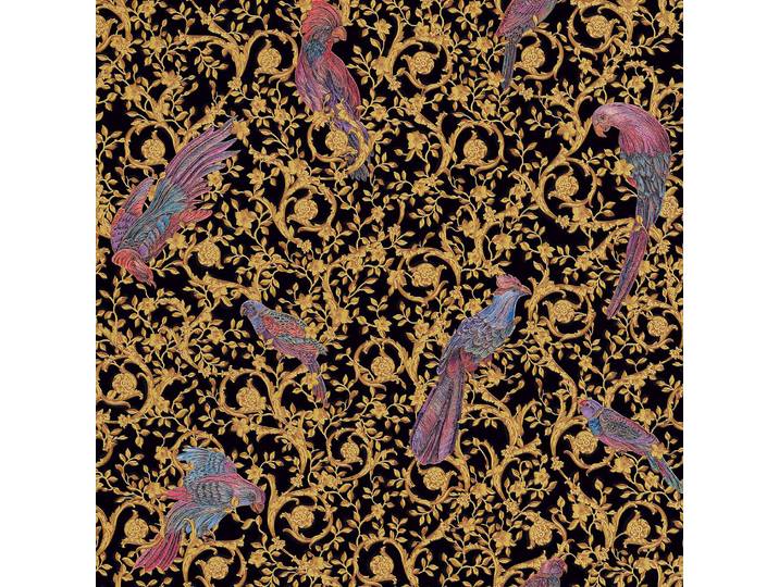 Papier peint en intissé Oiseaux 70 x 1005cm Noir / Doré