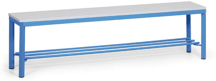 B2B Partner Umkleidebank mit Schuhrost, Sitzfläche, laminiert, Länge 1500 mm, blau