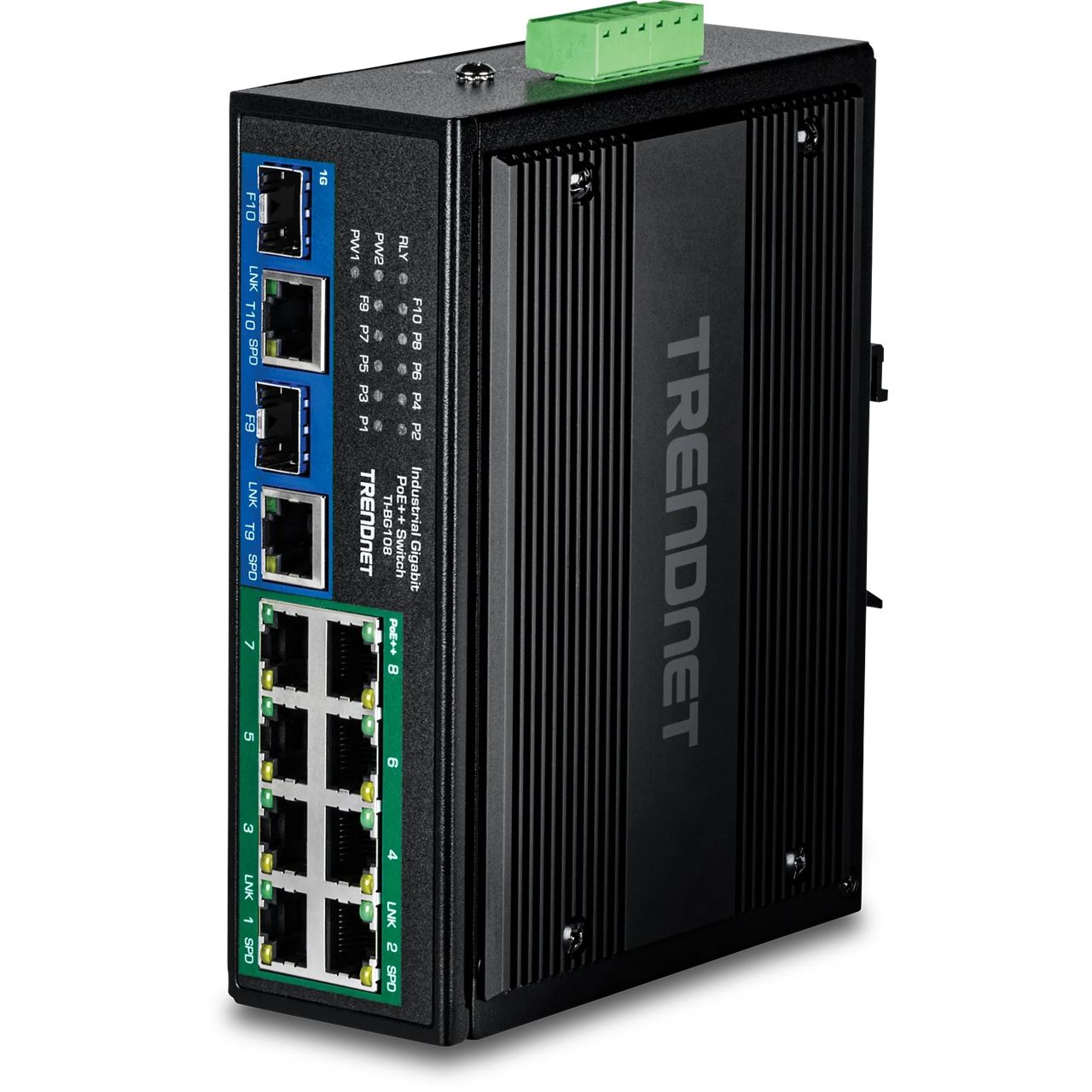 TrendNet 10-Port Industrial Gigabit 400W PoE++ DIN-Rail Swit
