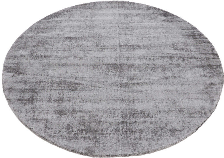 Carpetfine Ava Handmade Viscose Silky Solid Soft Dark Light Grey Rug Light Grey Round 160cm