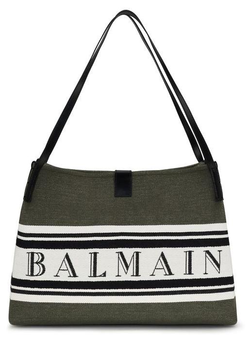 Balmain Release Medium Shopper Canvas kaki Schriftzug