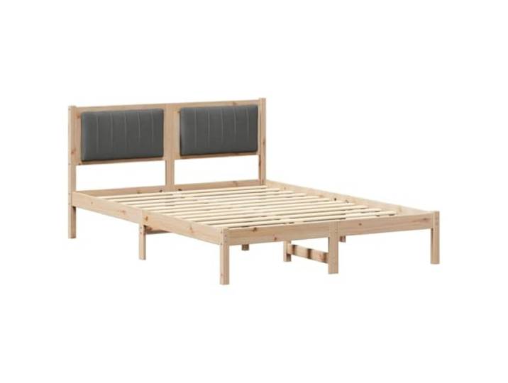 PUGYNBK Bettgestell aus Kiefer, massiv, Dunkelgrau Kopfteil aus Polyester, Schaumstoffpolsterung, quadratische Beine, leicht zu reinigen