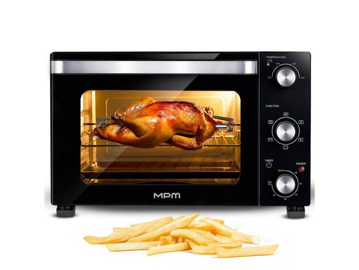 MPM Minibackofen MPM MPE-17/T Mini-Backofen 48 l Umluft Drehspieß 1800 W, Umluft, Drehspieß, 90–230 °C, 60-Minuten-Timer