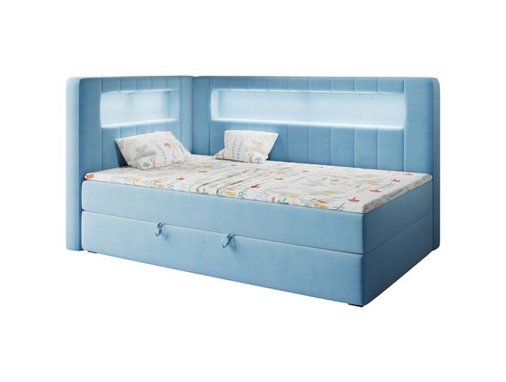 BOXSPRINGBETT JUNIOR GOLD 3 90/200 Blau - linke Seite