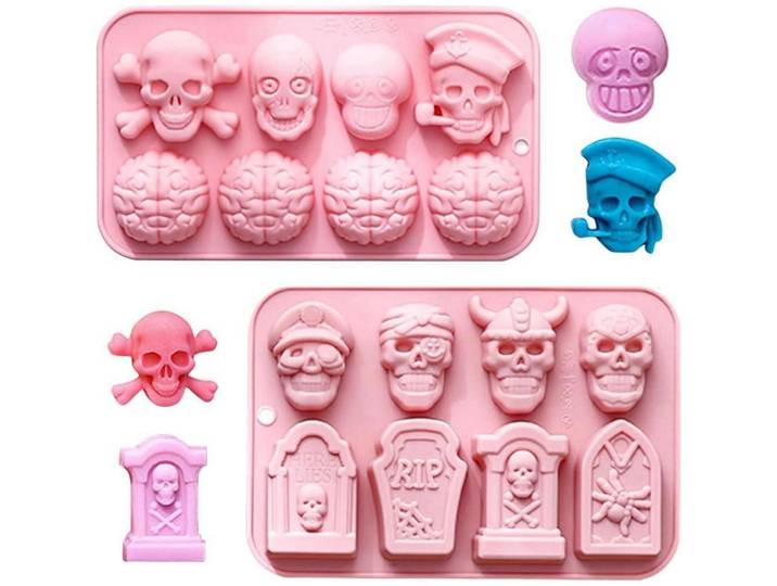Silikonform Halloween 2-teiliges Set, Rosa, Kunststoff, 13.2x2.3x19.8 cm, Barzubehör & Weinzubehör, Barzubehör