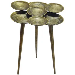 FineBuy, Couchtisch + Beistelltisch, Beistelltisch Aluminium 46cm Couchtisch Gold Alu Wohnzimmertisch Metall Tisch (46 x 55 cm)
