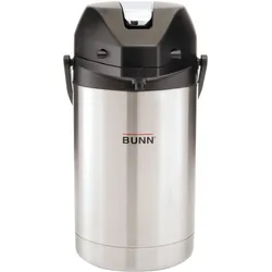 Bunn 2,5-Liter-Lufttopf mit Hebelwirkung – Thermo-Servietten, Thermoskanne, Silber