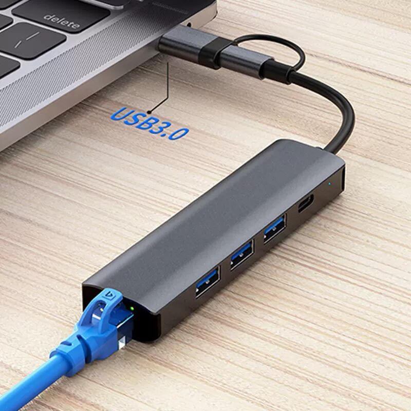 INF Multifunktionale 5-in-1-Dockingstation mit Gigabit-Ethernet
