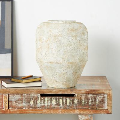 ARCILLA ELEMENTAL Beige Metal Handmade Antique Style Distressed Vase