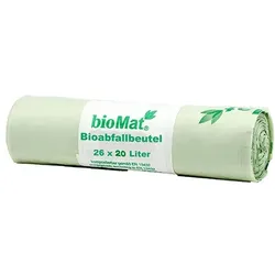26 `bioMat` Kompostbeutel auf Stärkebasis 20 l 56 cm x 44 cm mit Tragegriff